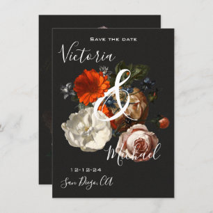 Rembrandt Floral Save the Date Wedding Invitation