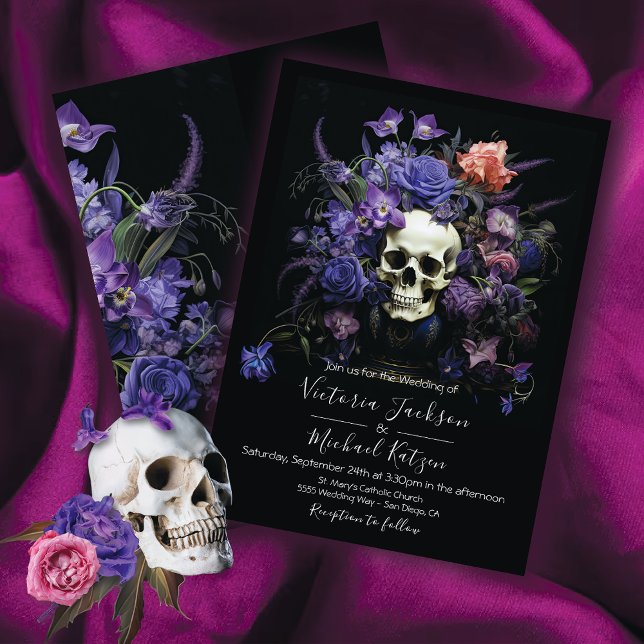 Rembrandt Floral Skull Dark & Moody Goth Wedding Invitation (Creator Uploaded)