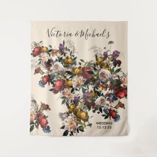 Rembrandt Floral Tapestry Wedding Backdrop photo