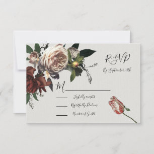 Rembrandt Floral Wedding response cards RSVP