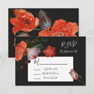 Rembrandt Floral Wedding response cards RSVP