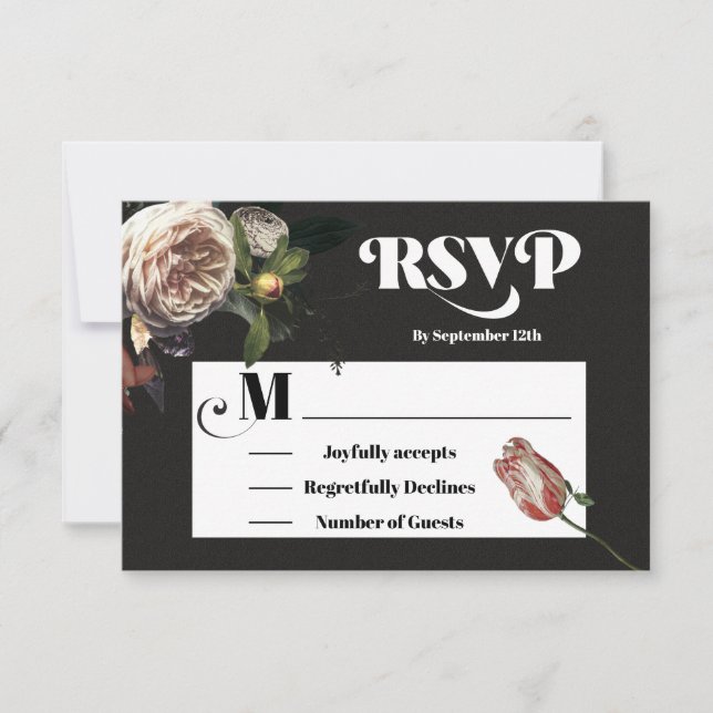 Rembrandt Floral Wedding response cards RSVP (Front)