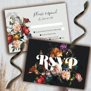 Rembrandt Floral Wedding response cards RSVP