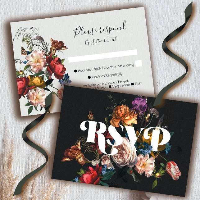 Rembrandt Floral Wedding response cards RSVP (Creator Uploaded)