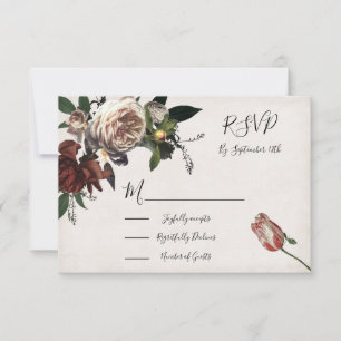 Rembrandt Floral Wedding response cards RSVP