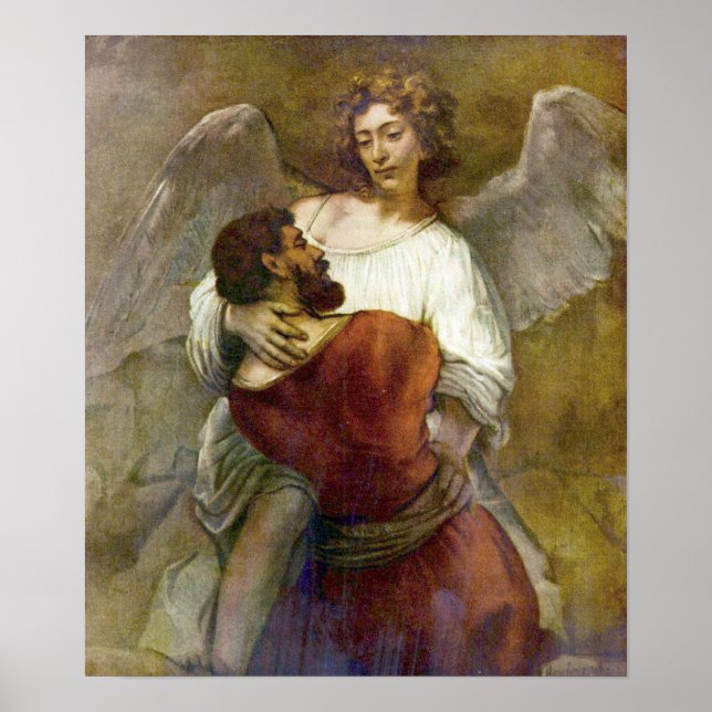 Rembrandt - Jacobs struggle with the angel Poster (Front)