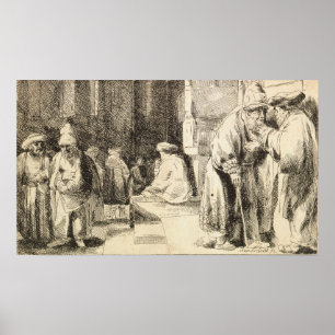 Rembrandt - Jews In Synagogue Poster