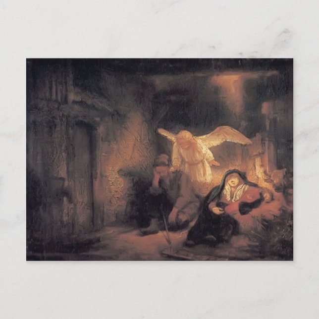 Rembrandt- Joseph's Dream in Stable in Bethlehem Postcard (Front)