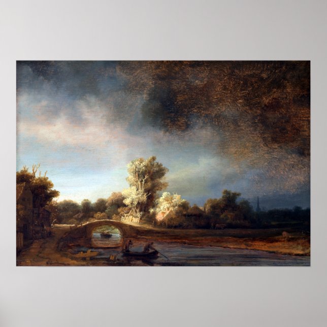 Rembrandt Landscape with a Stone Bridge Poster (Front)