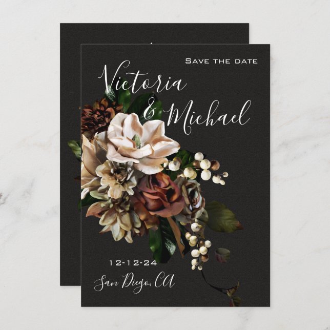 Rembrandt Magnolia Save the Date Wedding Invitation (Front/Back)