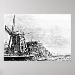 Rembrandt Mill Etching Poster