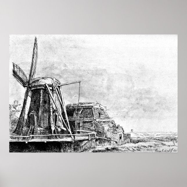 Rembrandt Mill Etching Poster (Front)