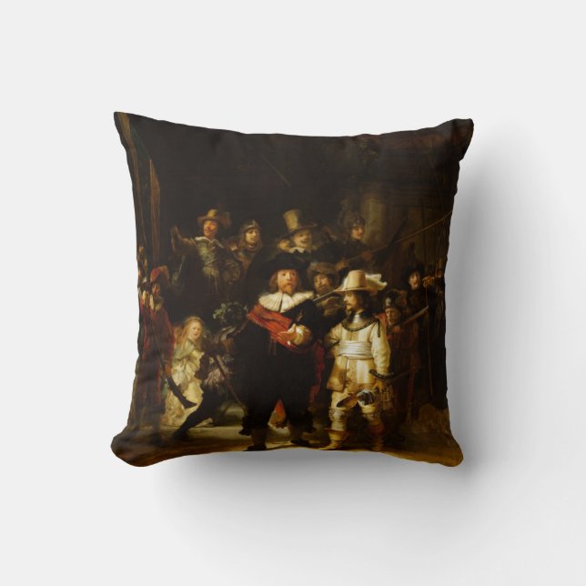 Rembrandt Nightwatch Night Watch Baroque Painting Cushion (Front)