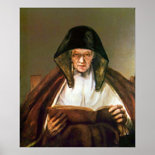 Rembrandt - Old woman reading Poster (Front)