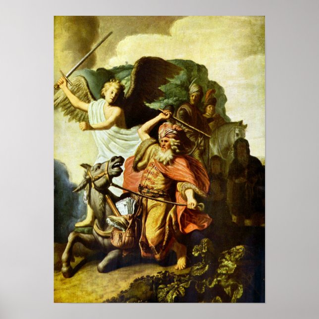 Rembrandt - Prophet Balaam and the donkey Poster (Front)