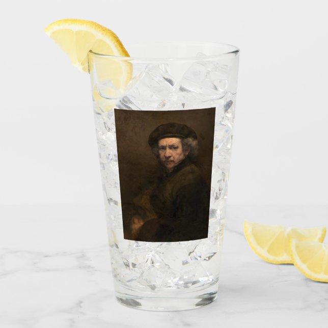 Rembrandt Self Portrait: Dutch Golden Age Painter Glass (Front Ice)