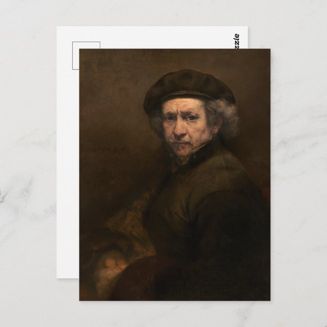 Rembrandt Self Portrait: Dutch Golden Age Painter Postcard (Front/Back)