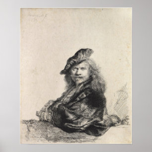 Rembrandt - Self-Portrait Leaning On Stone Sill Poster