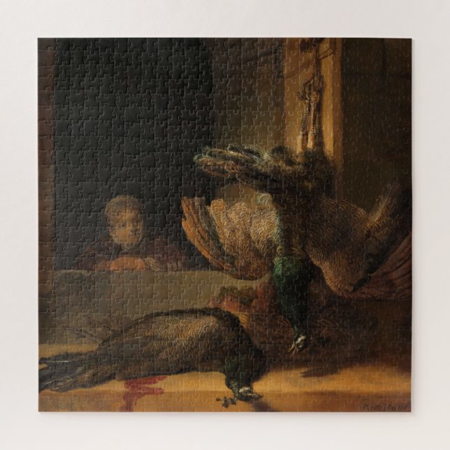 Rembrandt, Still Life with Peacocks - Fine Art Jigsaw Puzzle (Vertical)