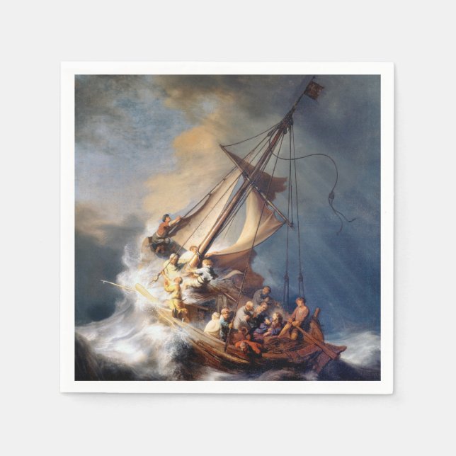 Rembrandt Storm on Lake of Galilee Napkin (Front)