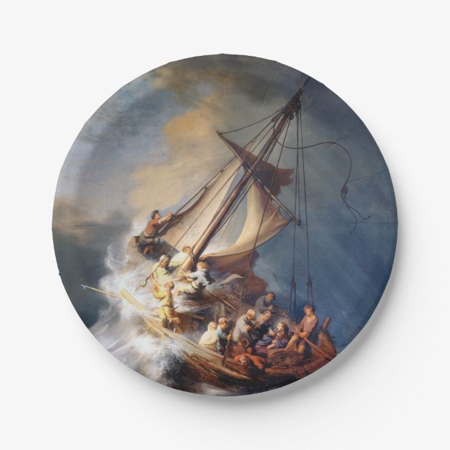 Rembrandt Storm on Lake of Galilee Paper Plate (Front)