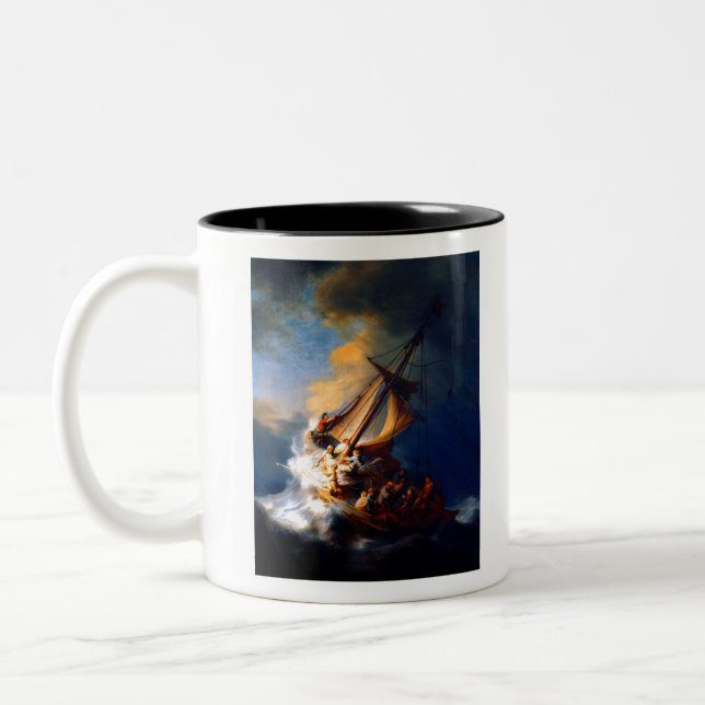 Rembrandt Storm on the Sea of Galilee Two-Tone Coffee Mug (Left)