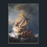 Rembrandt Storm Sea of Galilee Painting Postcard<br><div class="desc">The Storm on the Sea of Galilee by Rembrandt van Rijn. The original painting was in the Isabella Stewart Gardner Museum in Boston,  but was stolen in 1990 and remains missing.</div>