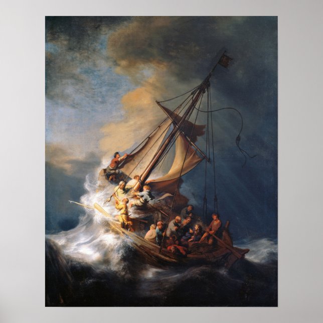 Rembrandt Storm Sea of Galilee Painting Poster (Front)