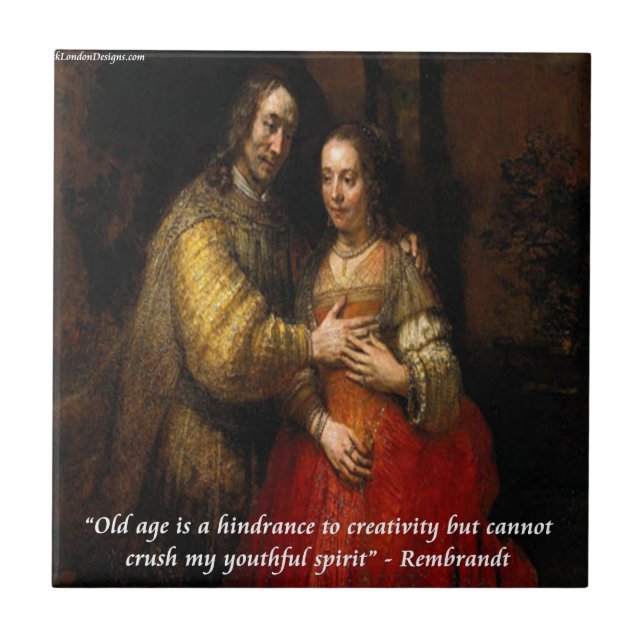 Rembrandt "The Jewish Bride" & Famous Quote Tile (Front)
