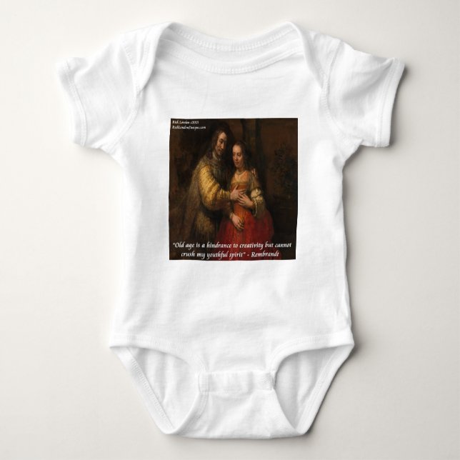 Rembrandt "The Jewish Bride" & Old Age Quote Baby Bodysuit (Front)