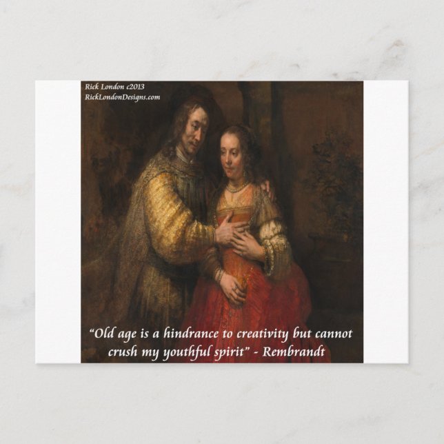 Rembrandt "The Jewish Bride" & Old Age Quote Postcard (Front)