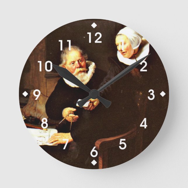 Rembrandt: The Shipbuilder and his Wife, 1633 Round Clock (Front)
