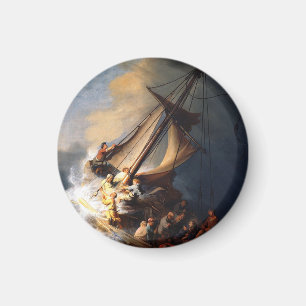 Rembrandt Van Rijn Christ In The Storm Sea Galilee Magnet