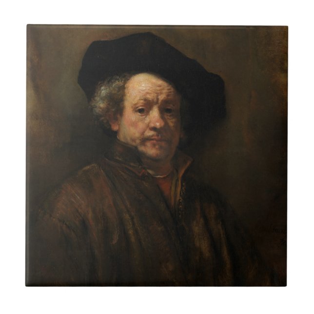 Rembrandt van Rijn's Self Portrait Fine Art Ceramic Tile (Front)