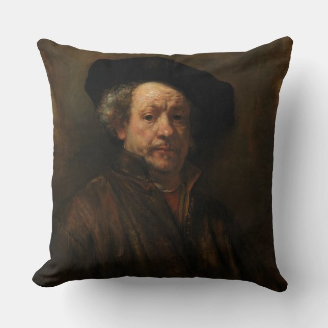 Rembrandt van Rijn's Self Portrait Fine Art Cushion (Front)