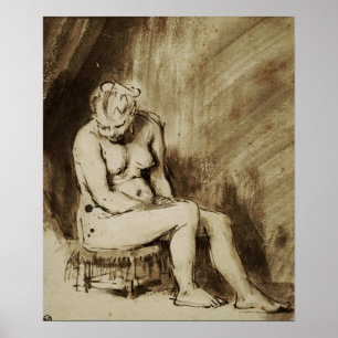 Rembrandt - Woman Seated On Stool Poster
