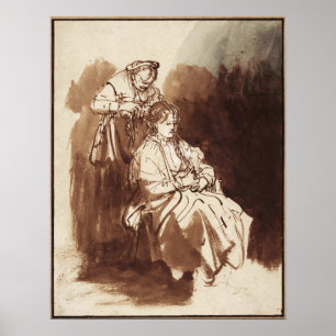 Rembrandt - Young Woman Having Hair Braided 1635 Poster