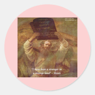 Rembrandt's Moses & Biblical Quote Classic Round Sticker