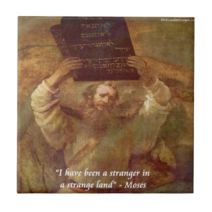 Rembrandt's Moses & Biblical Quote Tile
