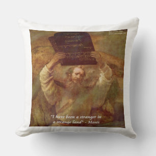 Rembrandt's Moses & Quote Large Cotton ThrowPillow