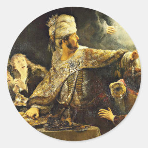 Rembrandt's painting, Belshazzar's Feast, Classic Round Sticker