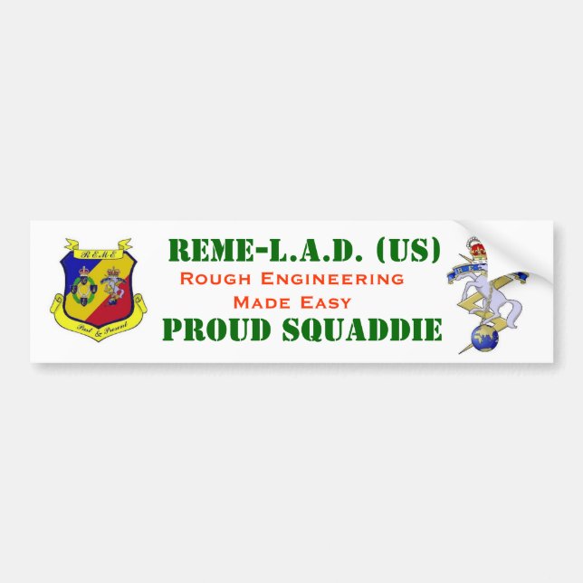REME LAD Motor Vehicle Identification Bumper Sticker (Front)