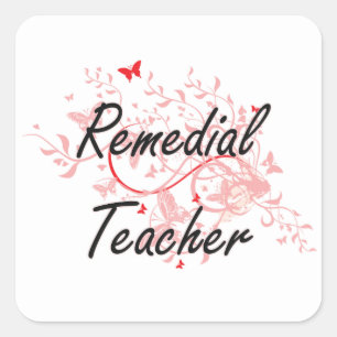 Remedial Teacher Artistic Job Design with Butterfl Square Sticker