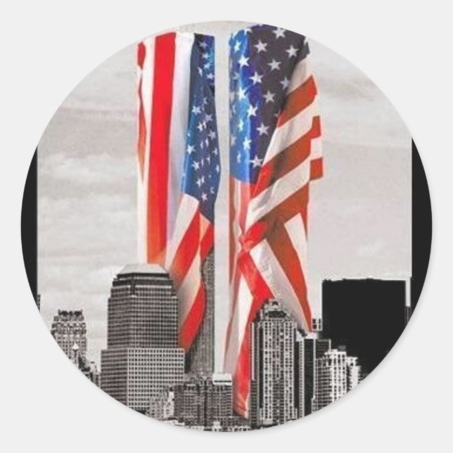 Remember 9/11 classic round sticker (Front)