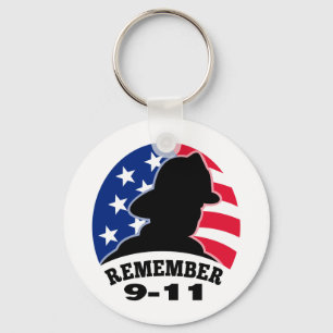 Remember 9-11 fireman firefighter american flag key ring