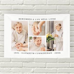 Remember A Life Modern Simple 4 Photo Collage Banner