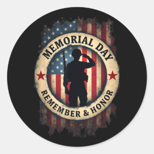 Remember & Honour Partiotic Veterans Memorial Classic Round Sticker