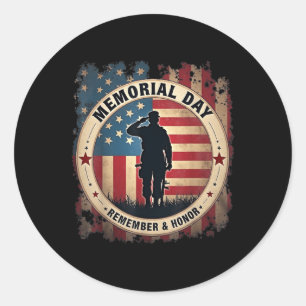 Remember & Honour Partiotic Veterans Memorial Classic Round Sticker