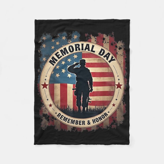 Remember &amp; Honour Partiotic Veterans Memorial  Fleece Blanket (Front)