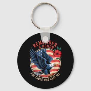Remember and Honour Bald Eagle Memorial Day Tribut Key Ring